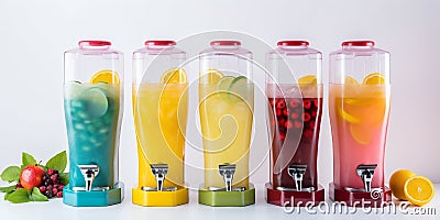 Summer Slush Machine with Multi-colored Chilled Drinks. Generative ai Cartoon Illustration