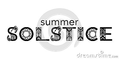 Summer solstice lettering. Vector Illustration