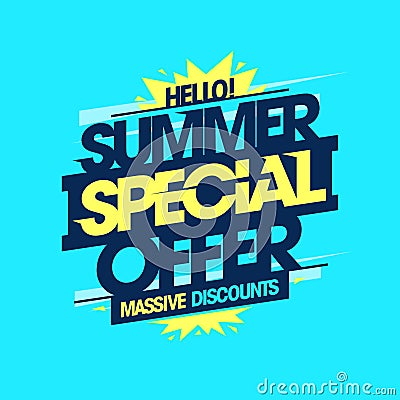 Summer special offer, massive discounts, summer sale vector web banner or flyer Vector Illustration