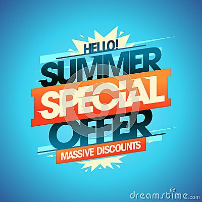 Summer special offer, massive discounts, summer sale vector web banner or flyer Vector Illustration