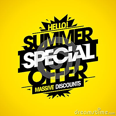 Summer special offer massive discounts, summer sale web banner Vector Illustration