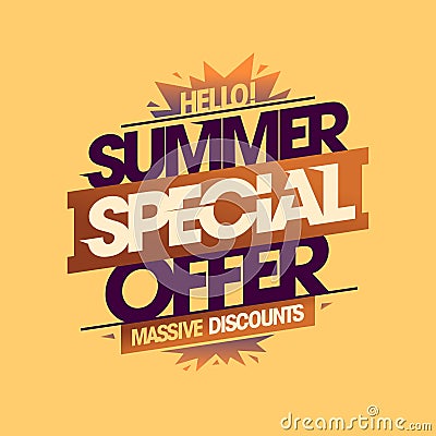 Summer special offer, massive discounts, summer sale web banner Vector Illustration