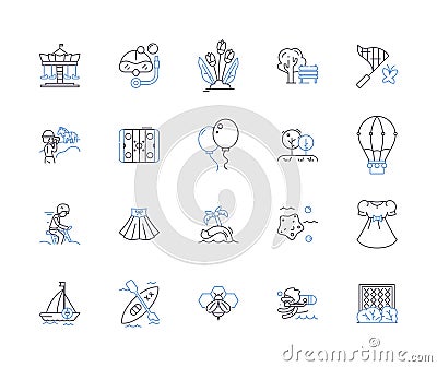 Summer and sport outline icons collection. Summer, Sport, Athletics, Outdoors, Swimming, Boating, Hiking vector and Vector Illustration