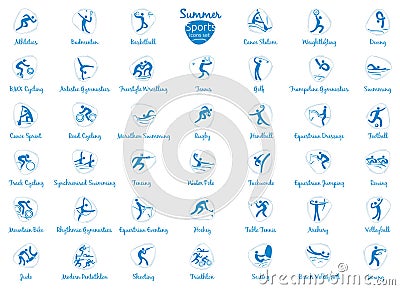 Summer sports icons set, vector pictograms Vector Illustration