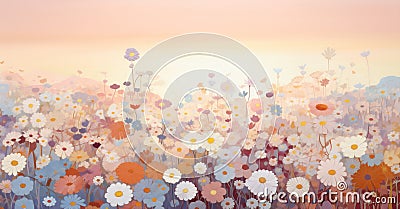 Summer spring nature plant flower sunny pink floral field gardening Stock Photo