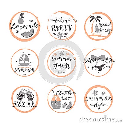 Summer stickers set Vector Illustration