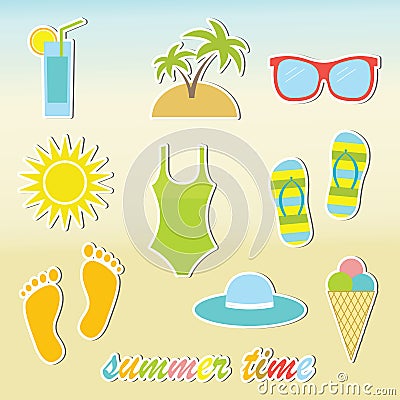 Summer stickers Vector Illustration