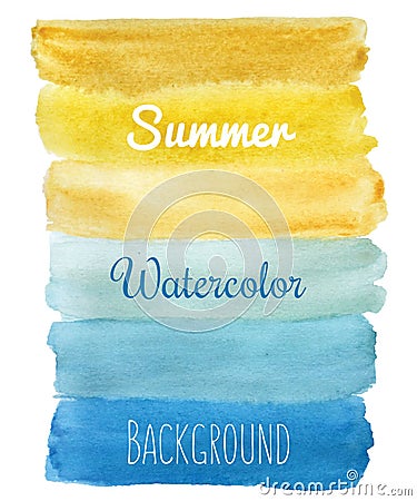 Summer striped watercolor hand draw background Vector Illustration