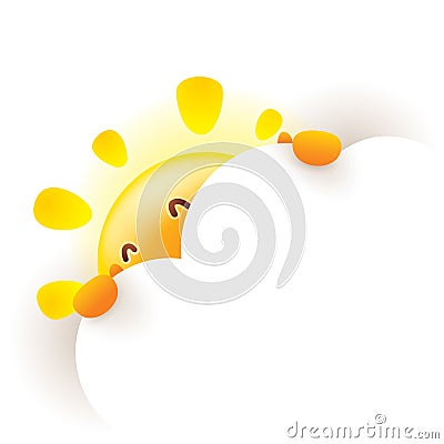 Summer sun hides behind a cloud Vector Illustration