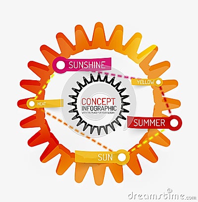 Summer sun line style infographic concept Vector Illustration