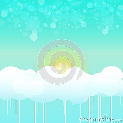 Summer, sun shiny on clouds with bokeh blurry bubble stars dust Vector Illustration