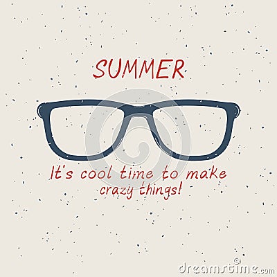 Summer sunglasses in vintage style on sand Vector Illustration