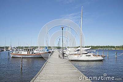 Summer sunny day in the marina Tammisaari. Finland Editorial Stock Photo