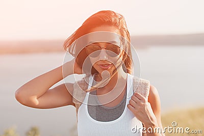 Summer sunny lifestyle fashion portrait of stylish hipster girl Stock Photo