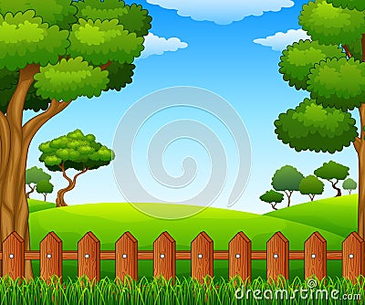 Summer sunny meadow landscape Vector Illustration