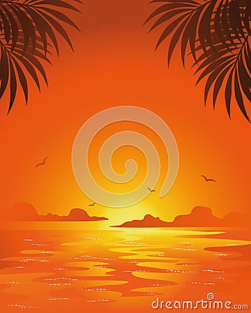 Summer sunset Vector Illustration