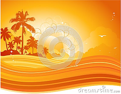 Summer sunset Vector Illustration