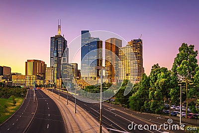 Summer sunset above Melbourne Editorial Stock Photo