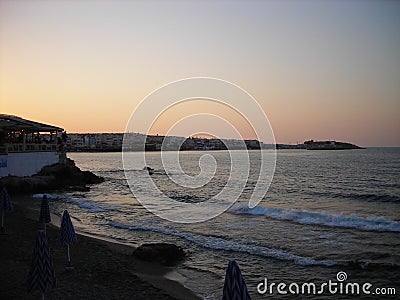 Summer sunset on the beach Stock Photo