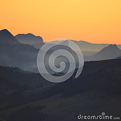 Summer sunset in the Bernese Oberland. Stock Photo