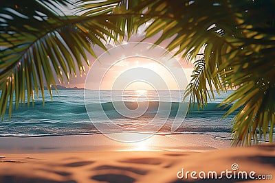 Summer sunset enhances the beauty of an idyllic tropical coastline Stock Photo