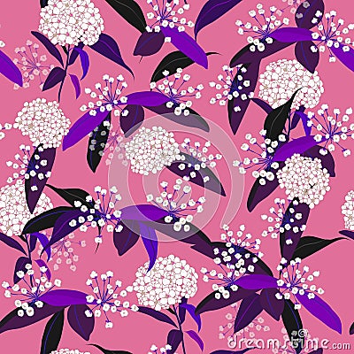 Summer sweet Seamless flowers Pattern Isolated on pink color.Wh Stock Photo