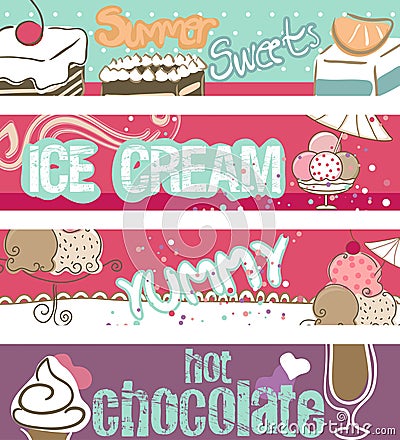 Summer Sweets Banners Vector Illustration