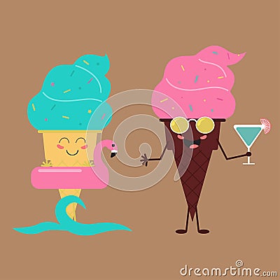 Summer sweets. Color ice cream design icon Vector Illustration