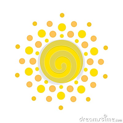 Summer symbol. Sun modern icon. Dots and points sunny circle shape. Isolated vector logo concept on white background Vector Illustration