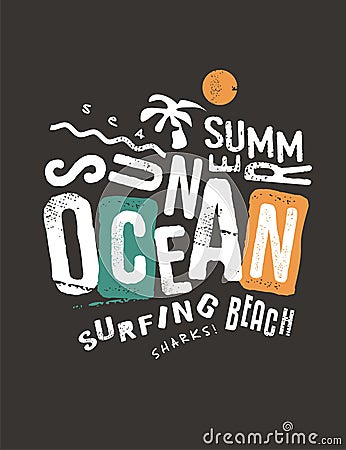 Summer T-shirt print template Vector Illustration