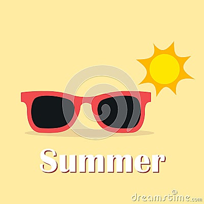 Summer themed banner design with sunglasses Vector Illustration