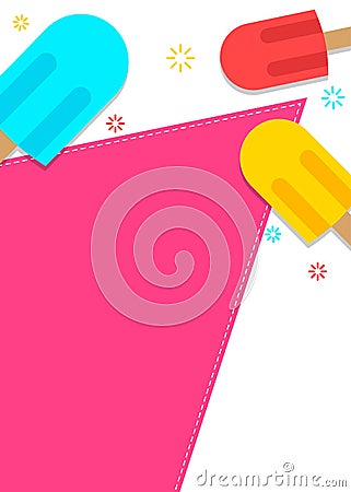 Summer themed fun colorful ice cream sticks banner Vector Illustration