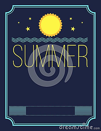 Summer themed neon style banner Vector Illustration