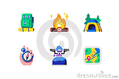 Summer time, adventure travel or camp trip Vector Illustration