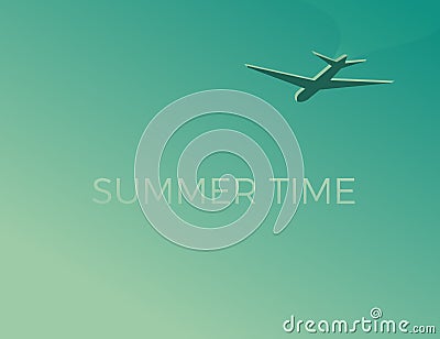 Summer Time background with airplane. Travel anywhere design for vacations and holidays. Vector vintage illustration Vector Illustration