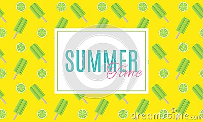 Summer Time Background with Ice-Cream. Vector Illustration Vector Illustration