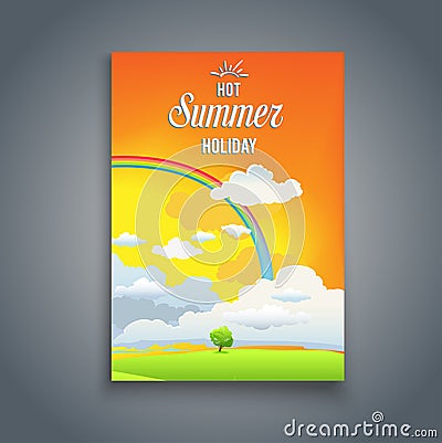 Summer time card with rainbow Vector Illustration