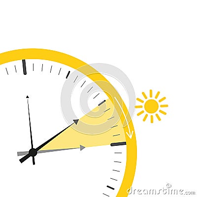 Summer time change for daylight saving with sun on white background Vector Illustration