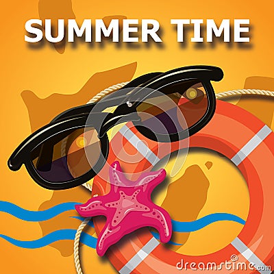 Summer time creative design template Vector Illustration