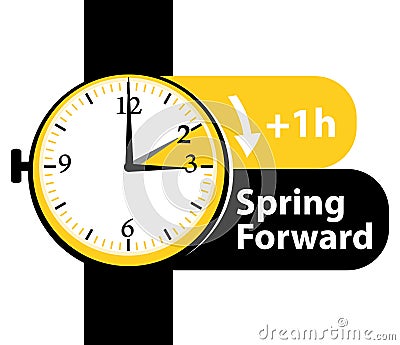 Daylight saving time. Spring forward watch icon. Vector Illustration