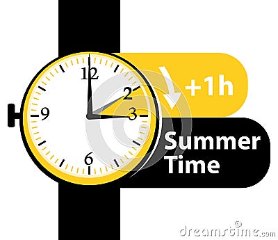 Summer time. Daylight saving time. Spring forward watch icon. Vector Illustration