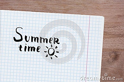 Summer time hand drawn lettering. Stock Photo