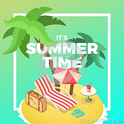 Summer time island Vector Illustration