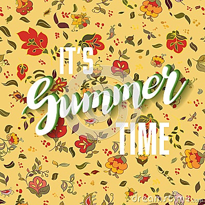 It is summer time lettering background. Vector Illustration