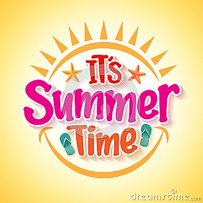 Summer Time Poster Design with Happy and Fun Concept Vector Illustration