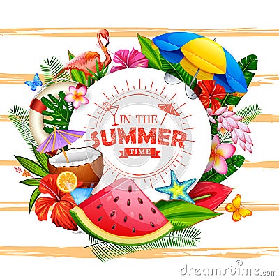 Summer time poster wallpaper for fun party invitation banner template Vector Illustration