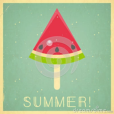Summer Time Retro Square Poster Vector Illustration