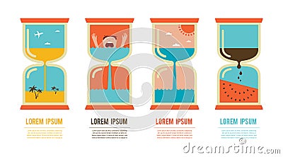 Summer time. set of four abstract sand clocks Vector Illustration