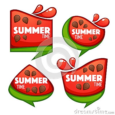 Summer time, vector collection of sweet and shine watermelon Vector Illustration