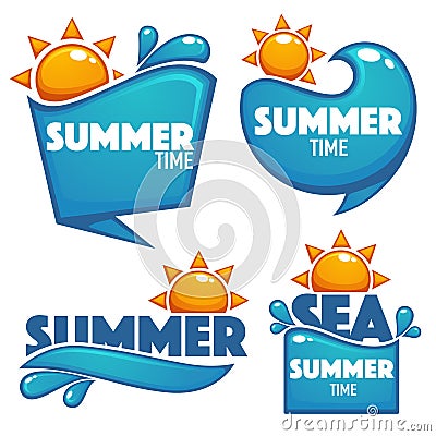 Summer time, vector collection of water and sun Vector Illustration